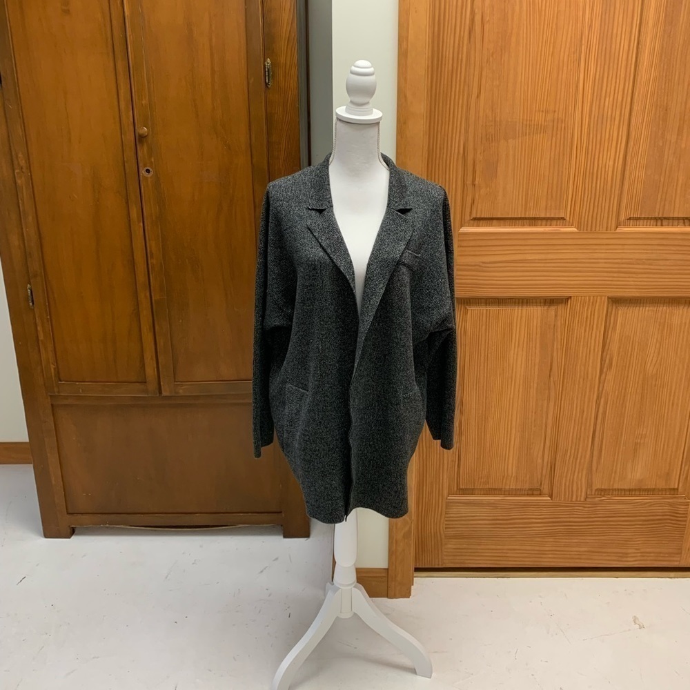 ZARA knit open cardigan sweater oversized sleeve SM side & chest pockets